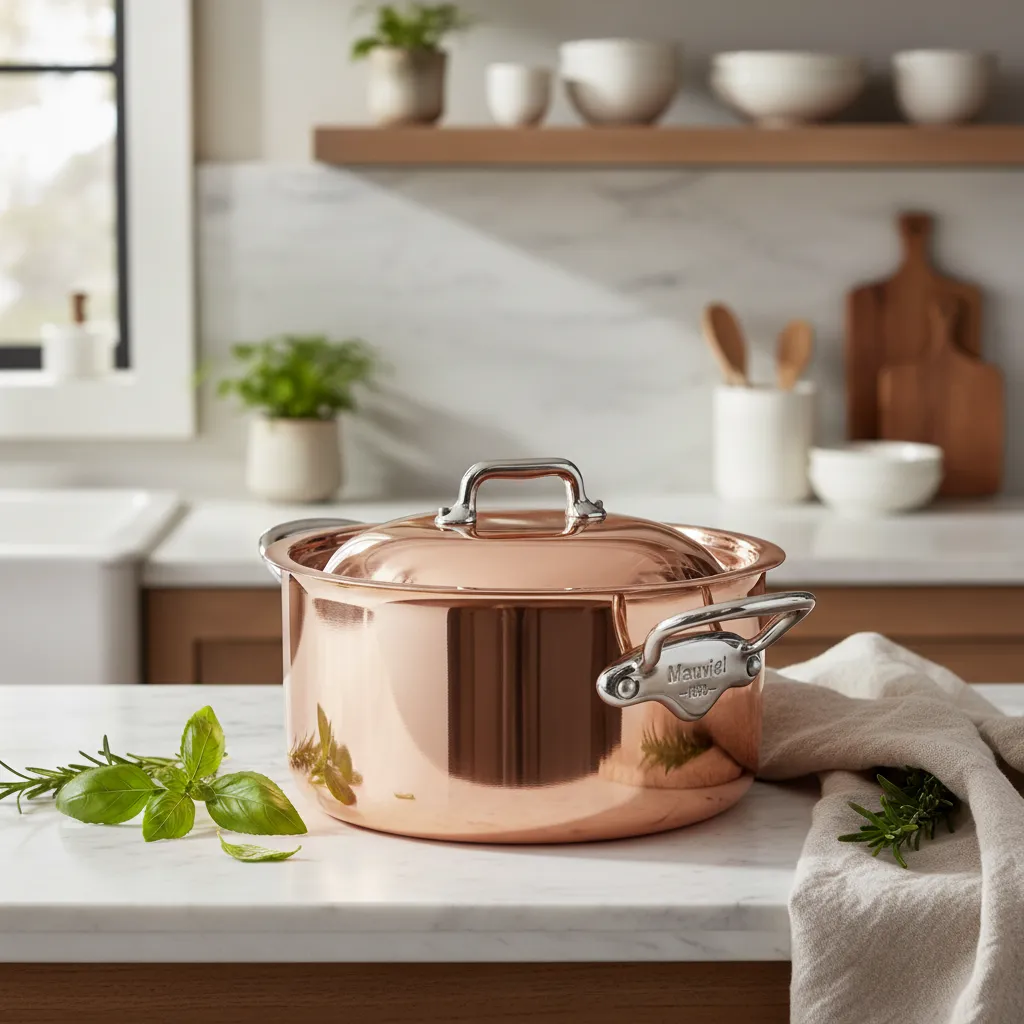 Mauviel M'6 S gryta med lock 3,6 Qt koppar