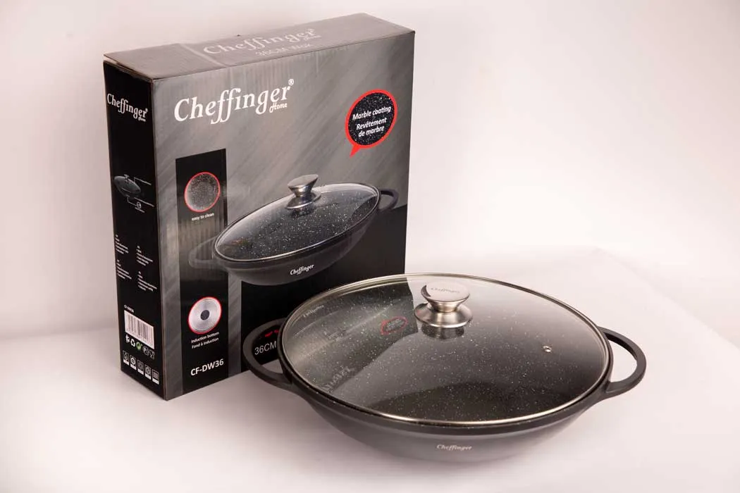 Cheffinger CF-DW36 wokpanna 36 cm gjutjärn