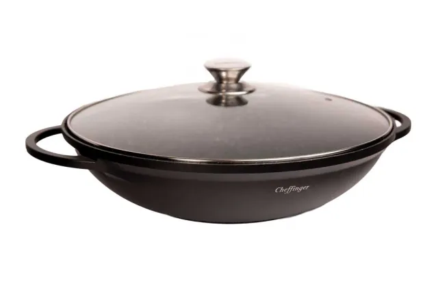 Cheffinger CF-DW40 gryta 40 cm gjutjärn svart