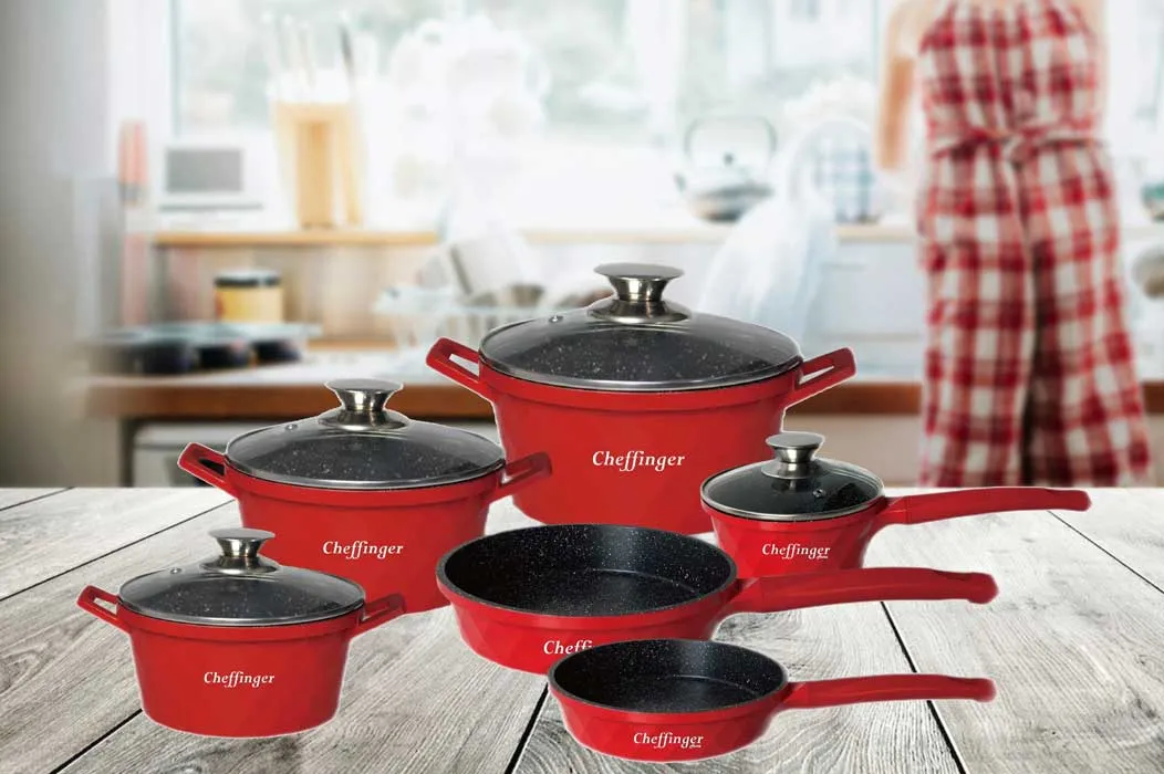 Cheffinger CF-DIAC12 gjutjärnsgryta röd 12 cm